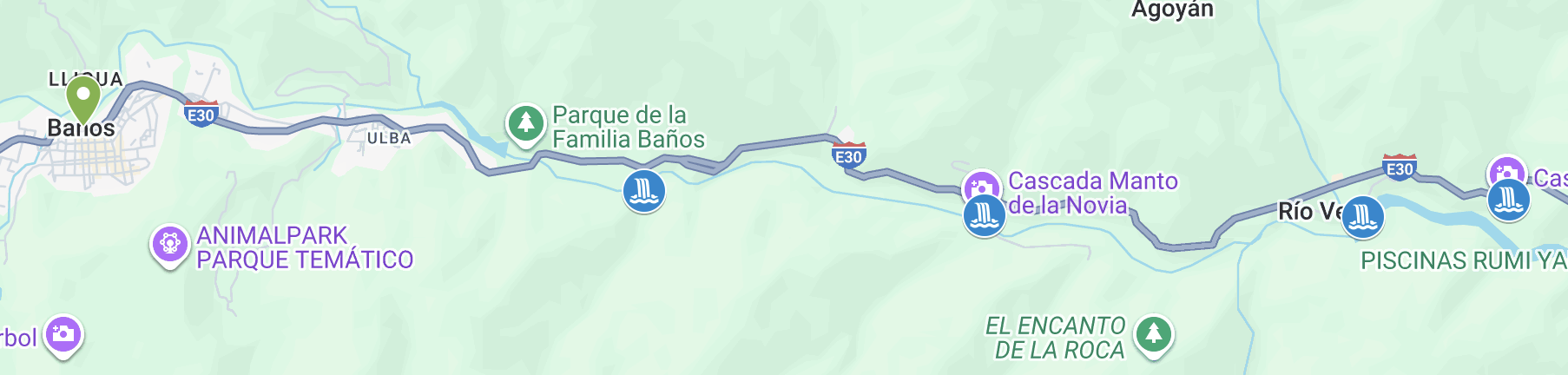 Ruta de las Cascadas route map